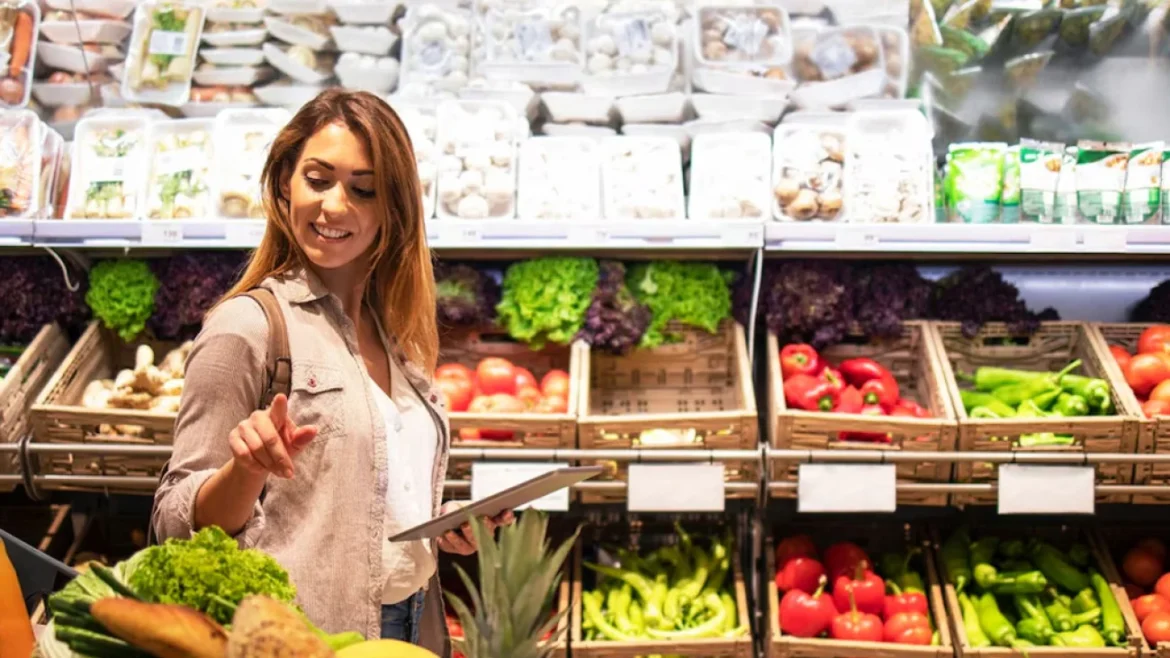 Woman shopping for groceries