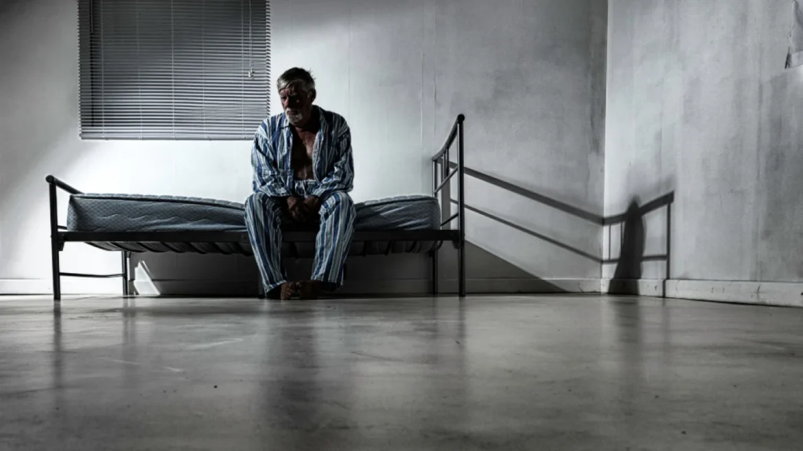 Lonely man in asylum