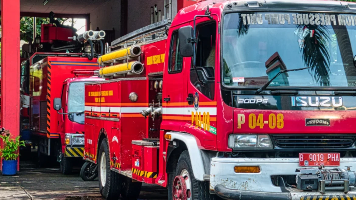 Red Isuzu fire truck